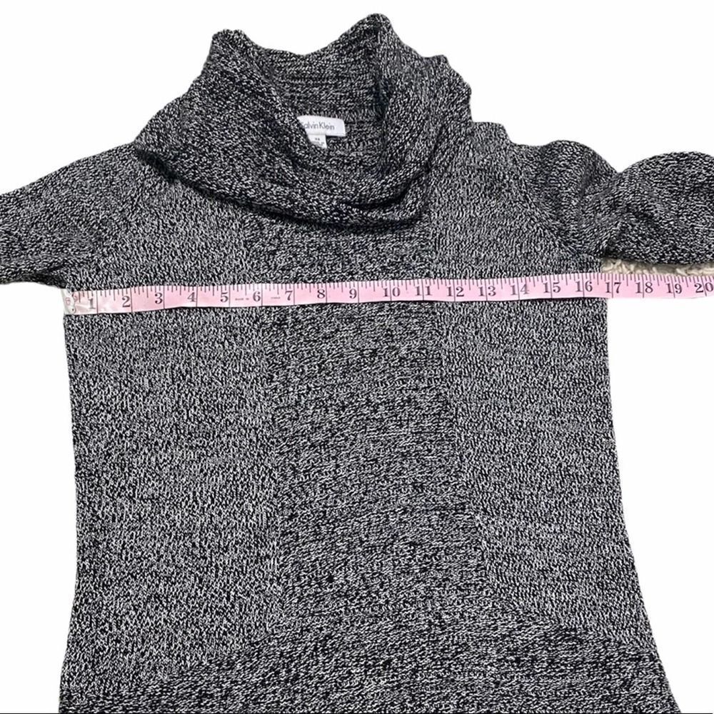 Calvin Klein‎ Cowl Neck Knit Sweater Pullover Rib Front Contrast Design Gray XS - Picture 6 of 9